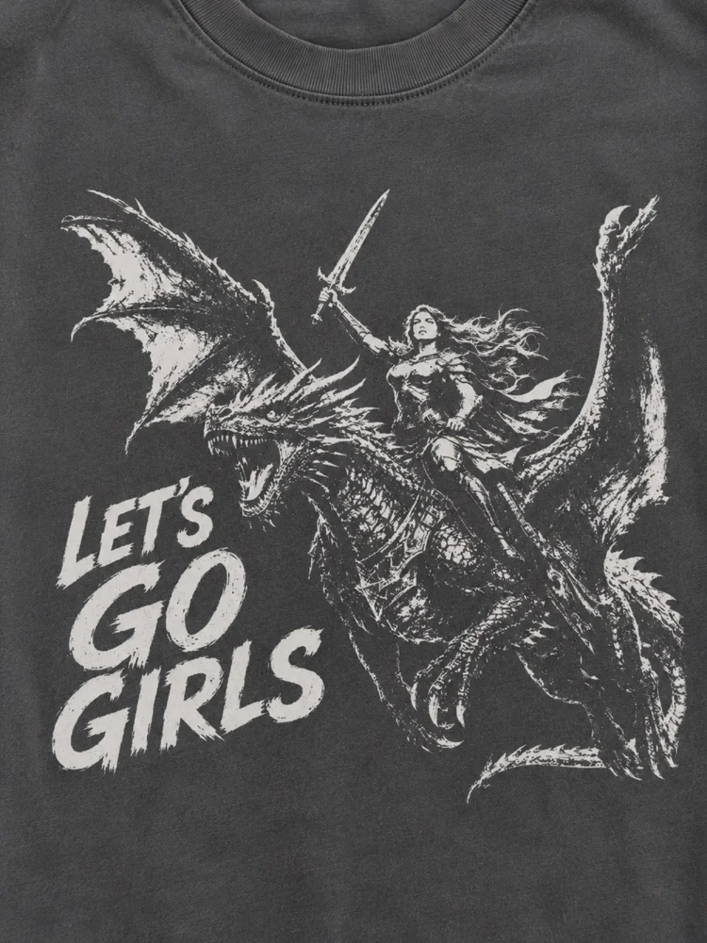 ‘Let's Go Girls’ Warrior Woman Empowerment Graphic Pepper T-Shirt